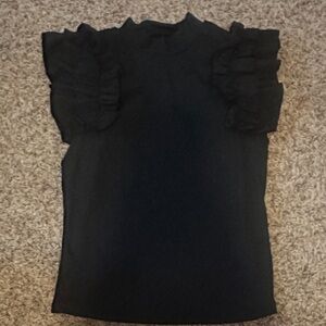 SHEIN Black Ruffle Sleeve Blouse